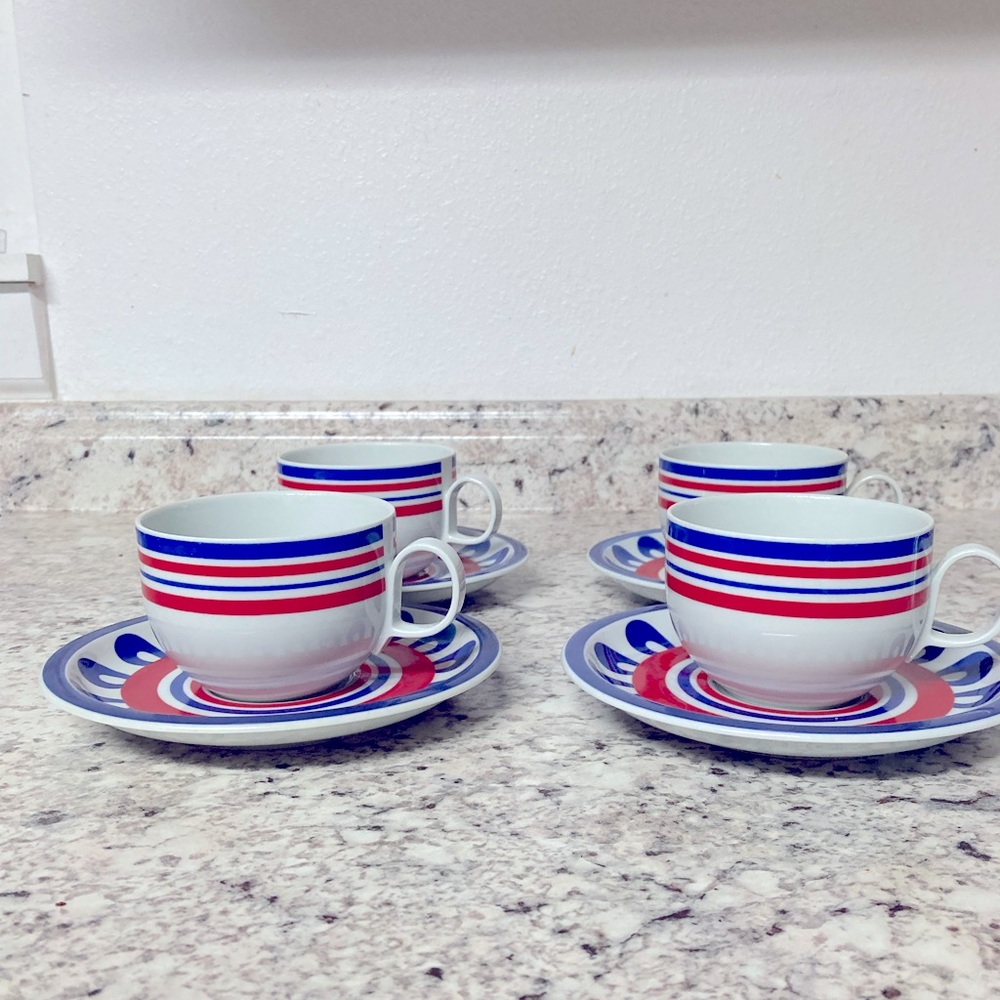 Set of 4 Block China Portugal cups, saucers - Picture 2 of 4